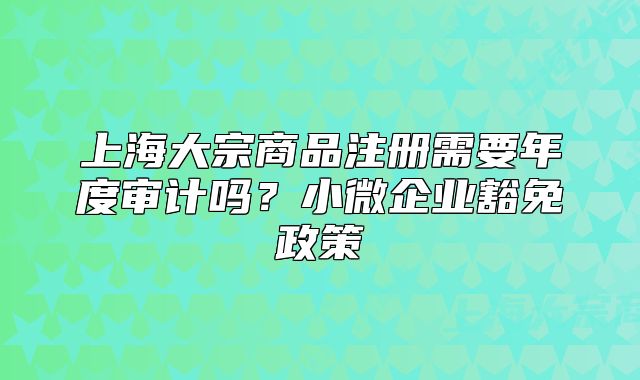 上海大宗商品注册需要年度审计吗?小微企业豁免政策