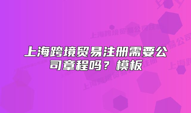 上海跨境贸易注册需要公司章程吗？模板
