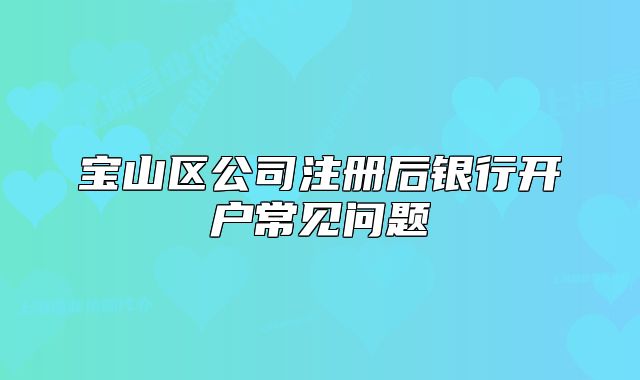 宝山区公司注册后银行开户常见问题