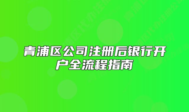 青浦区公司注册后银行开户全流程指南