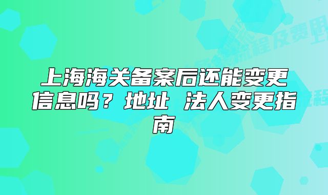 上海海关备案后还能变更信息吗？地址 法人变更指南