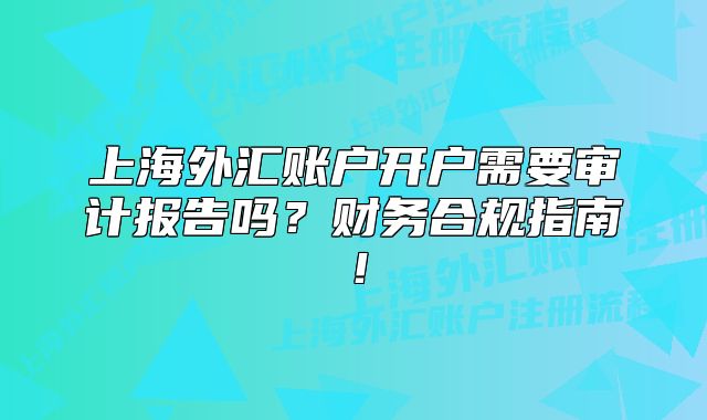 上海外汇账户开户需要审计报告吗？财务合规指南！