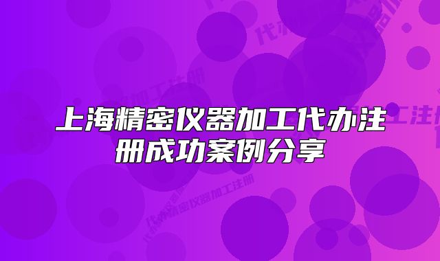 上海精密仪器加工代办注册成功案例分享