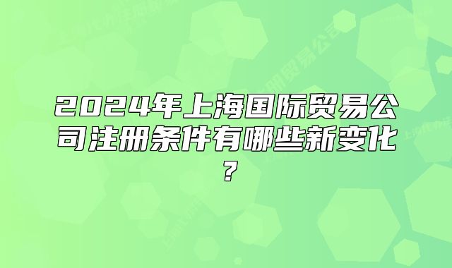 2024年上海国际贸易公司注册条件有哪些新变化?