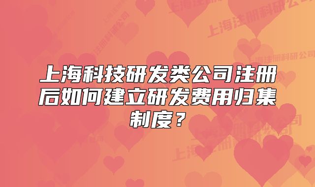 上海科技研发类公司注册后如何建立研发费用归集制度?