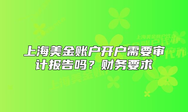 上海美金账户开户需要审计报告吗？财务要求