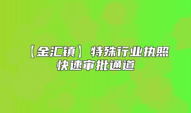 【金汇镇】特殊行业执照 快速审批通道