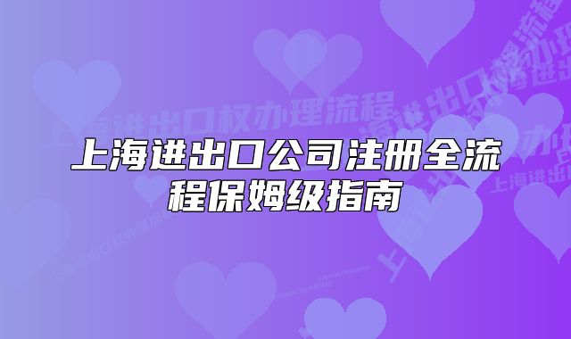 上海进出口公司注册全流程保姆级指南