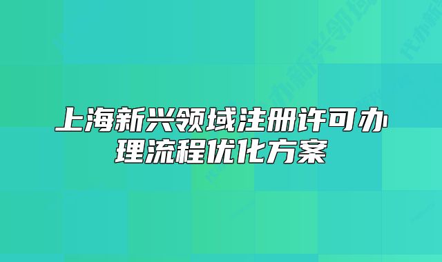 上海新兴领域注册许可办理流程优化方案