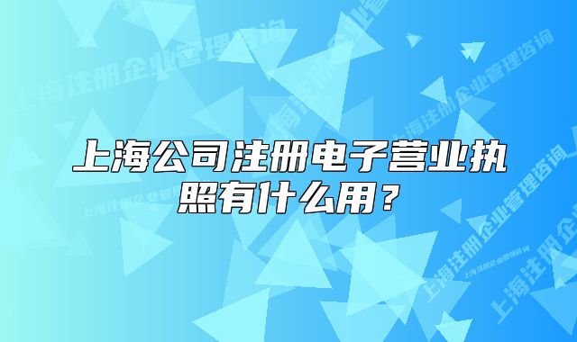 上海公司注册电子营业执照有什么用?