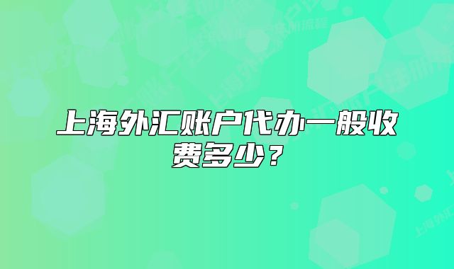 上海外汇账户代办一般收费多少?