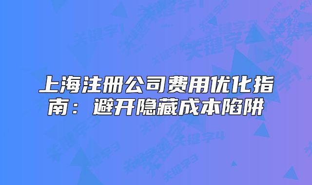 上海注册公司费用优化指南:避开隐藏成本陷阱