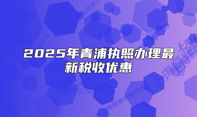 2025年青浦执照办理最新税收优惠