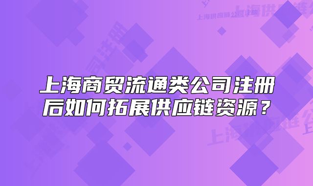 上海商贸流通类公司注册后如何拓展供应链资源?