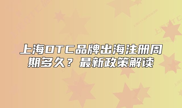 上海DTC品牌出海注册周期多久?最新政策解读