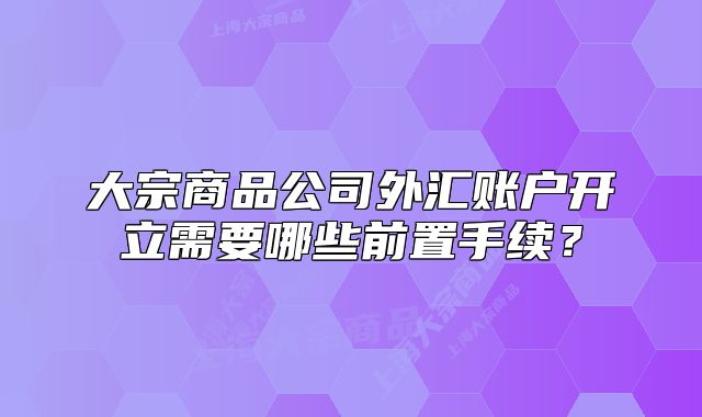 大宗商品公司外汇账户开立需要哪些前置手续？