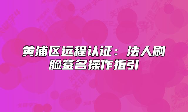 黄浦区远程认证:法人刷脸签名操作指引