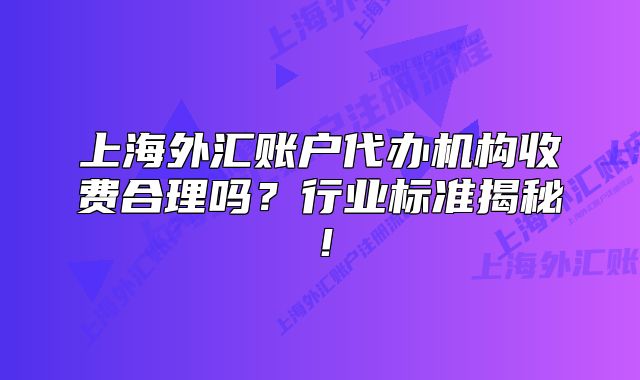 上海外汇账户代办机构收费合理吗?行业标准揭秘!
