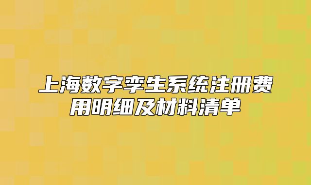 上海数字孪生系统注册费用明细及材料清单