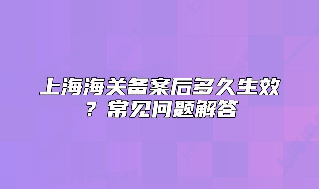 上海海关备案后多久生效?常见问题解答