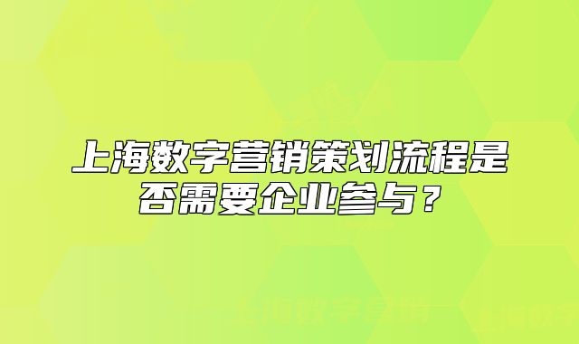 上海数字营销策划流程是否需要企业参与?