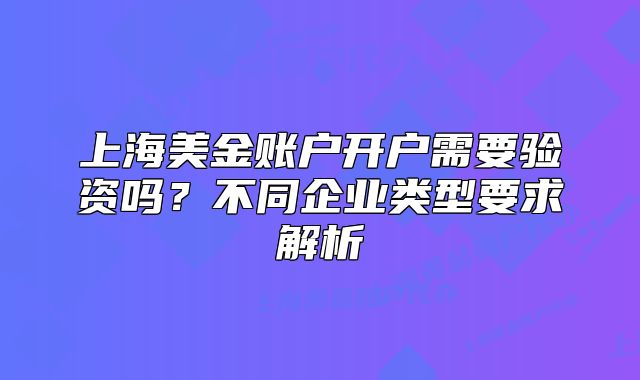 上海美金账户开户需要验资吗？不同企业类型要求解析