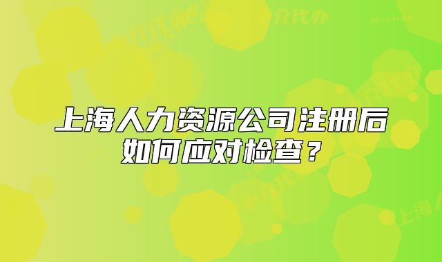 上海人力资源公司注册后如何应对检查?