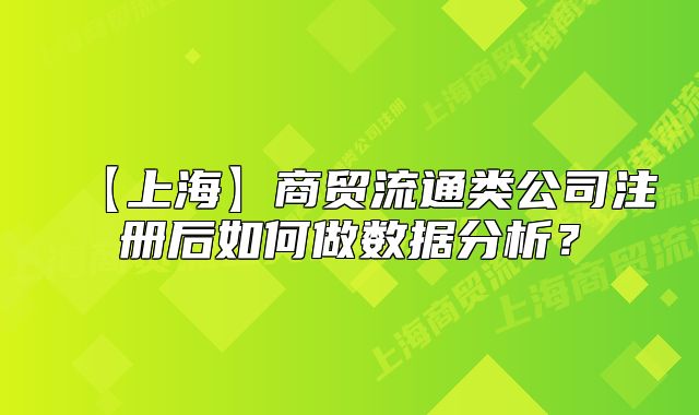 【上海】商贸流通类公司注册后如何做数据分析?