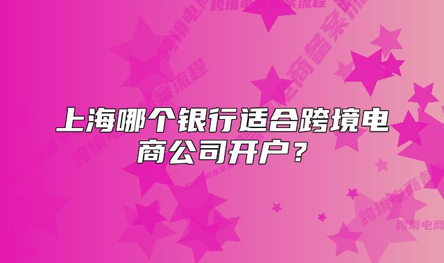 上海哪个银行适合跨境电商公司开户?