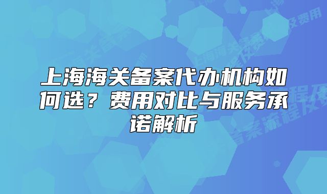 上海海关备案代办机构如何选？费用对比与服务承诺解析