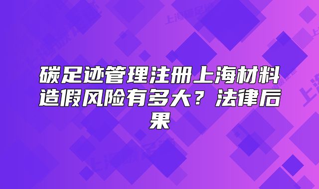 碳足迹管理注册上海材料造假风险有多大？法律后果
