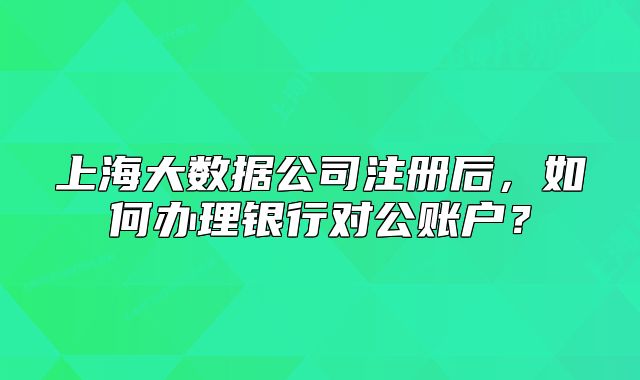 上海大数据公司注册后，如何办理银行对公账户？
