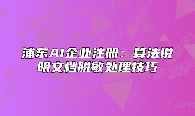 浦东AI企业注册:算法说明文档脱敏处理技巧