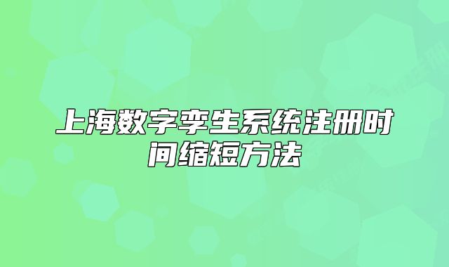 上海数字孪生系统注册时间缩短方法