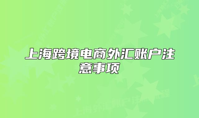 上海跨境电商外汇账户注意事项