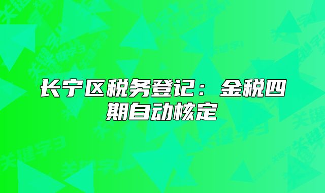 长宁区税务登记:金税四期自动核定