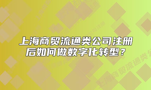 上海商贸流通类公司注册后如何做数字化转型?