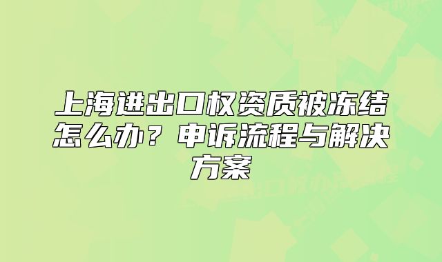 上海进出口权资质被冻结怎么办?申诉流程与解决方案