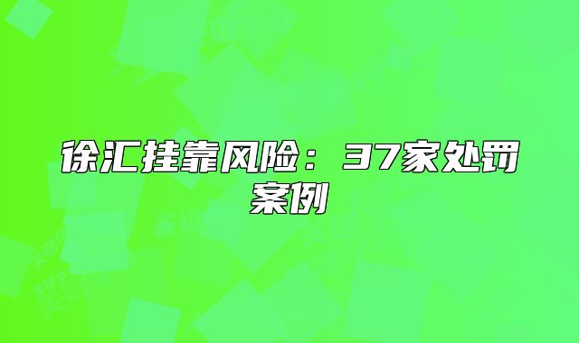 徐汇挂靠风险:37家处罚案例