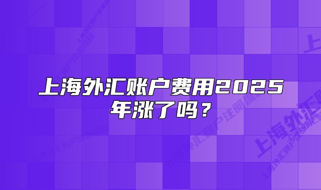 上海外汇账户费用2025年涨了吗？