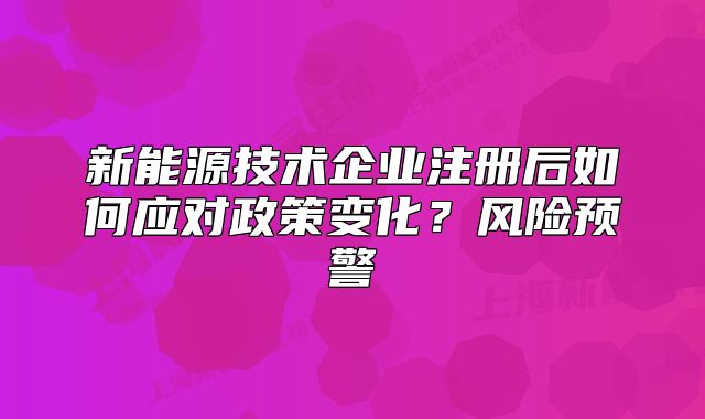 新能源技术企业注册后如何应对政策变化？风险预警