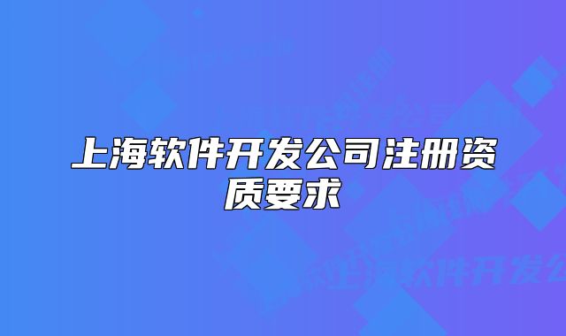 上海软件开发公司注册资质要求