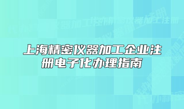 上海精密仪器加工企业注册电子化办理指南