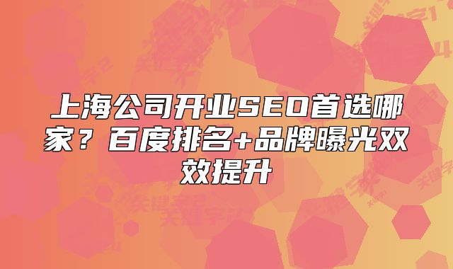 上海公司开业SEO首选哪家?百度排名+品牌曝光双效提升