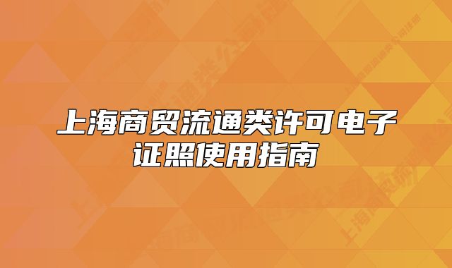 上海商贸流通类许可电子证照使用指南