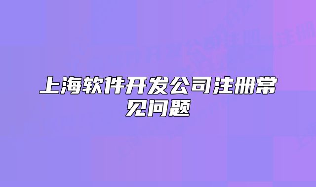 上海软件开发公司注册常见问题