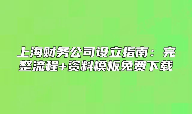 上海财务公司设立指南:完整流程+资料模板免费下载