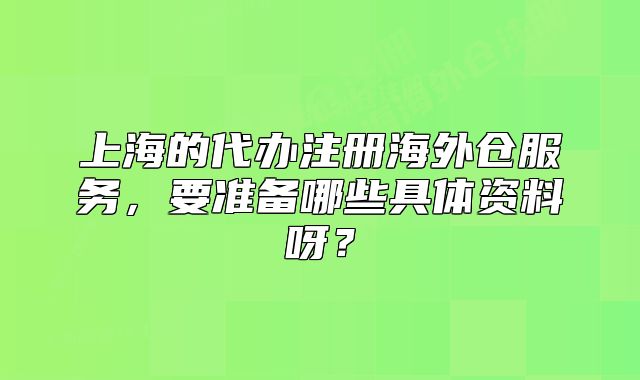 上海的代办注册海外仓服务,要准备哪些具体资料呀?