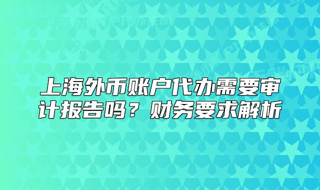 上海外币账户代办需要审计报告吗?财务要求解析