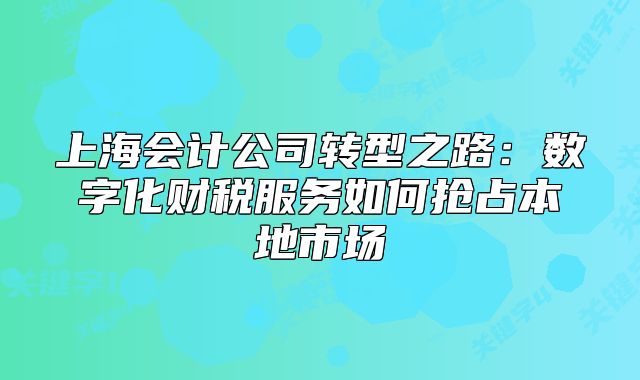 上海会计公司转型之路:数字化财税服务如何抢占本地市场